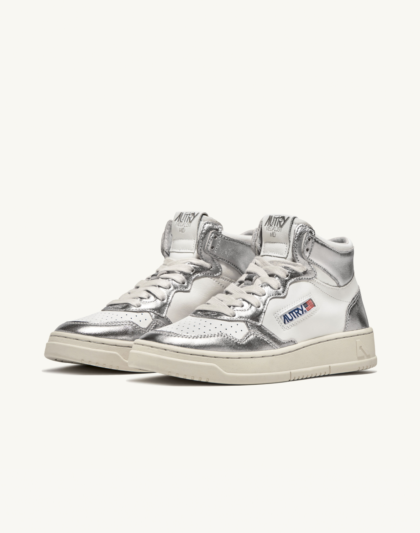 Autry Medalist Sneaker Mid White Silver - Image 2