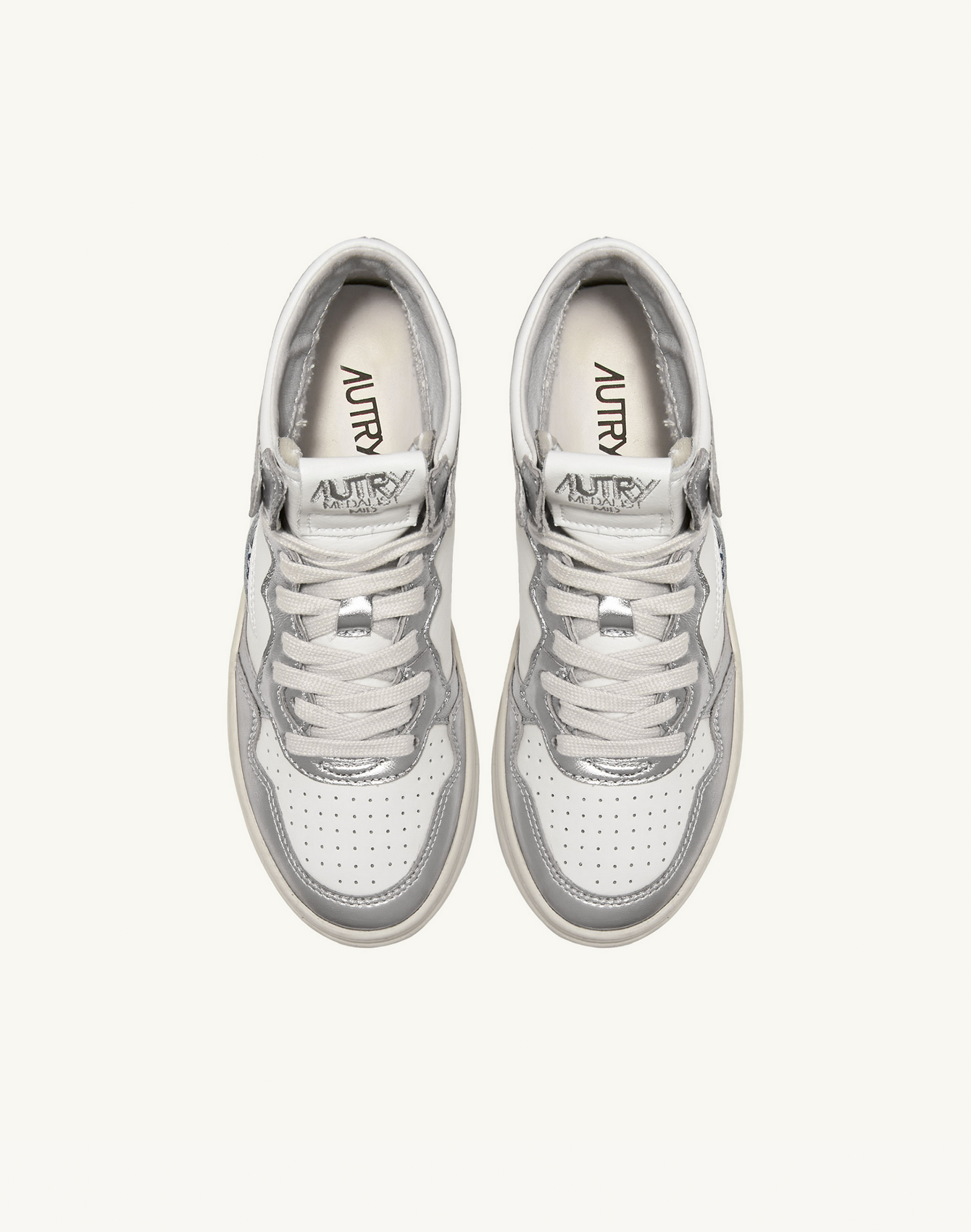 Autry Medalist Sneaker Mid White Silver - Image 3