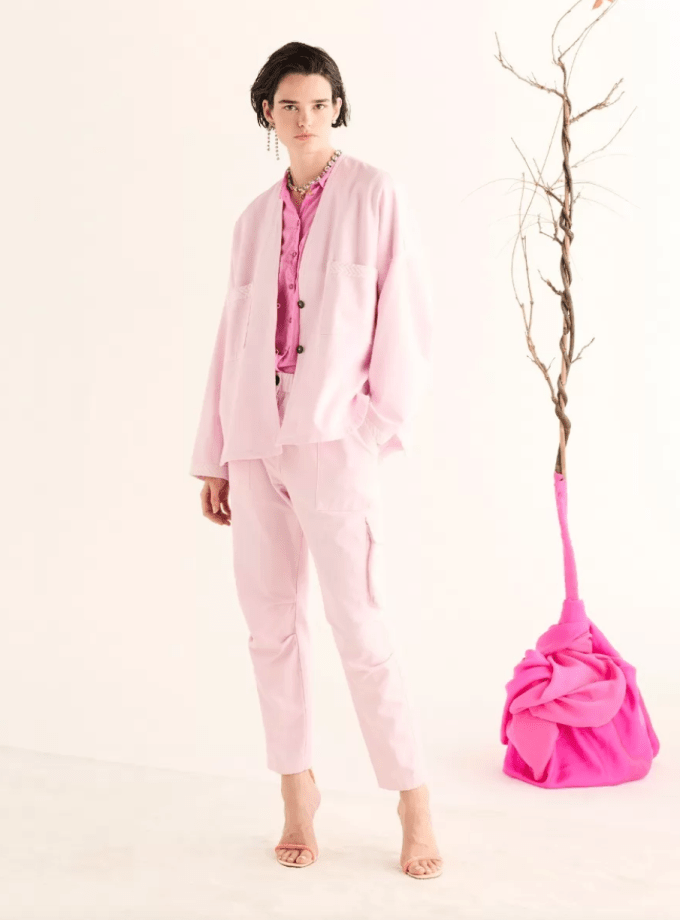 Cargo Pants in Brushed Cotton Twill Pink