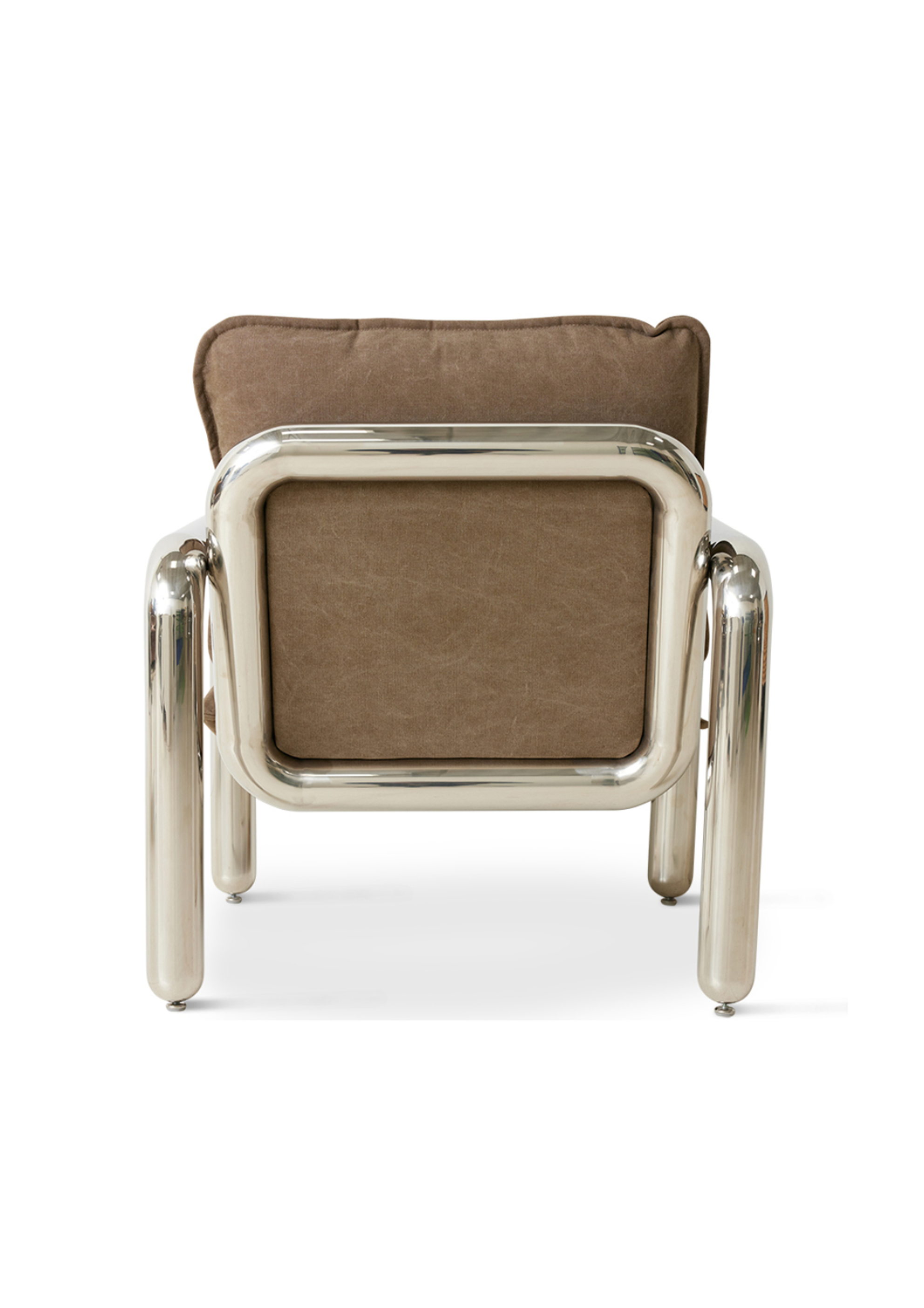 Chrome Lounge Armchair Velvet Brown - Image 5