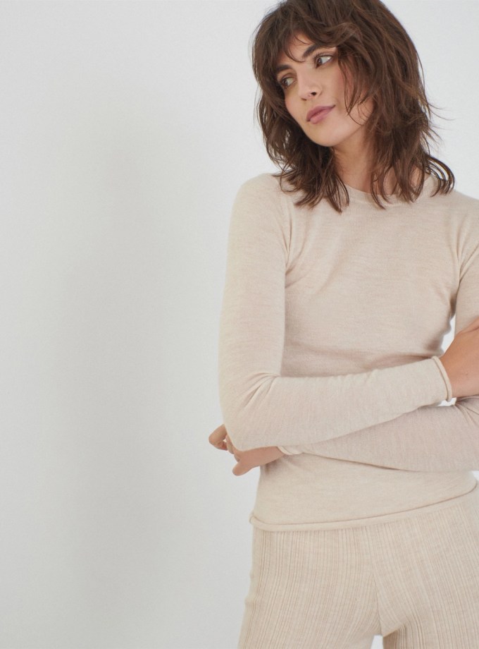 Rita Cashmere Crewneck Top Ecru