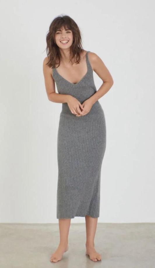 Cashmere Knitted V Neck Dress