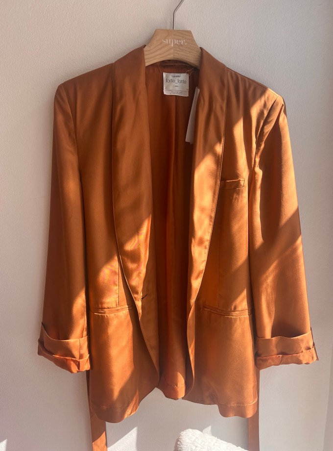 Belted Jacket Habotai Silk Bronze