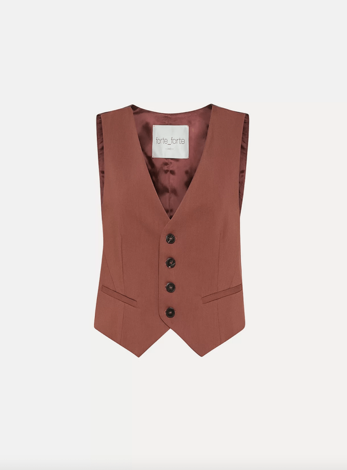 Waistcoat in Viscose and Wool Twill