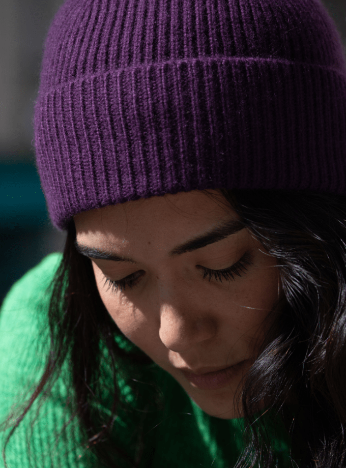 Plum Cashmere Beanie