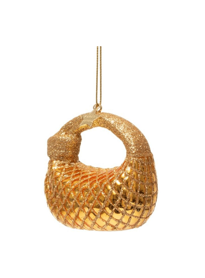 Ornament Glass Shiny Gold Handbag