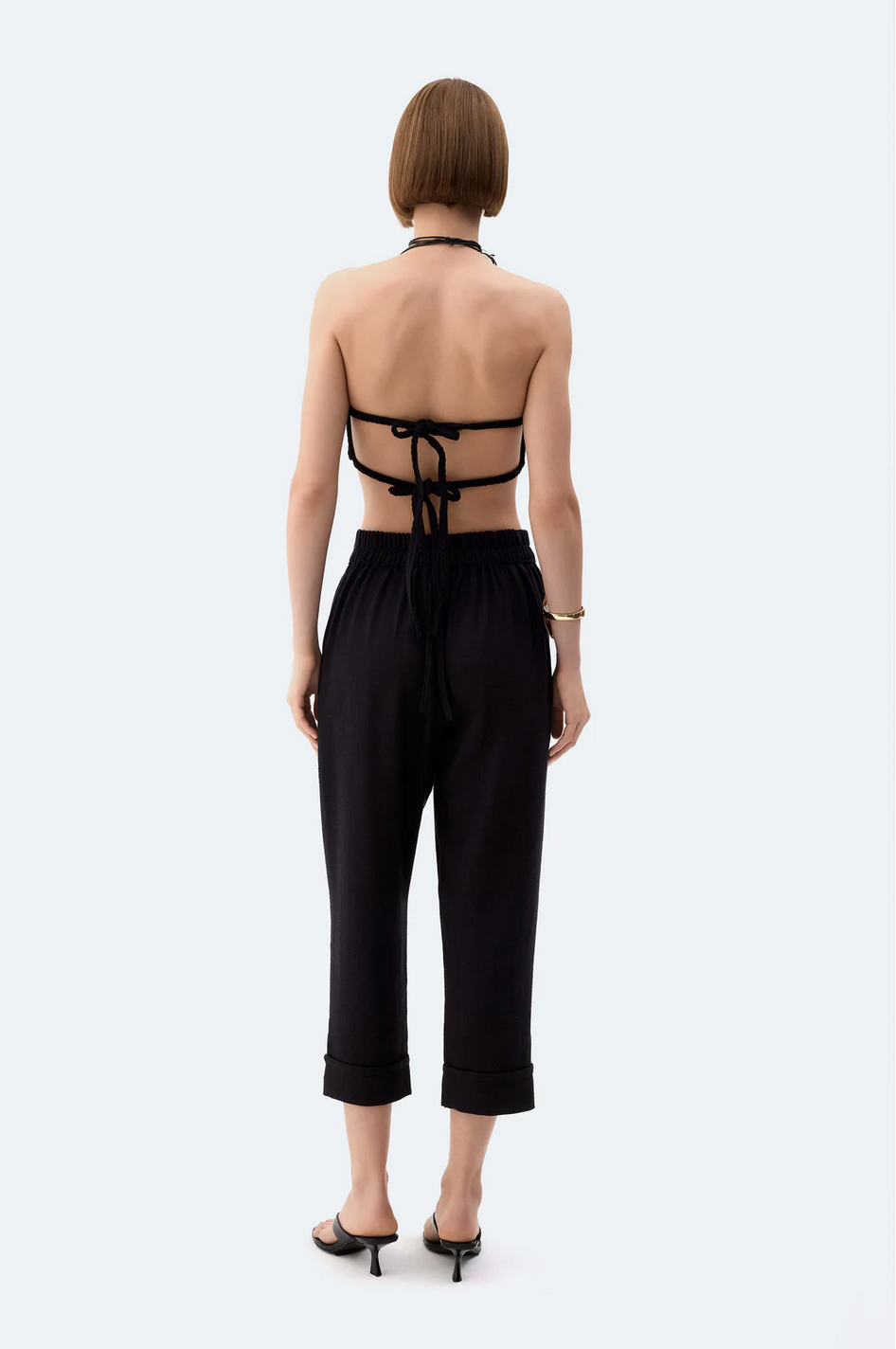 Black Linen Pleated Pants - Image 4