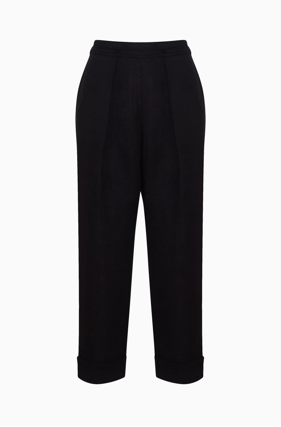 Black Linen Pleated Pants - Image 2
