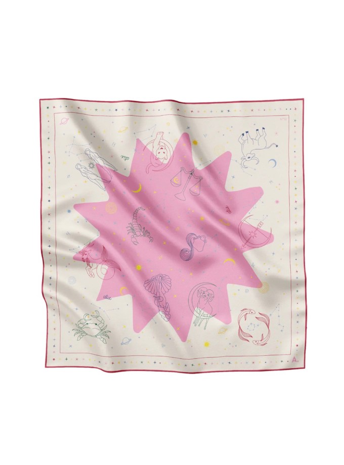 Silk Scarf Astro Off-White Pink