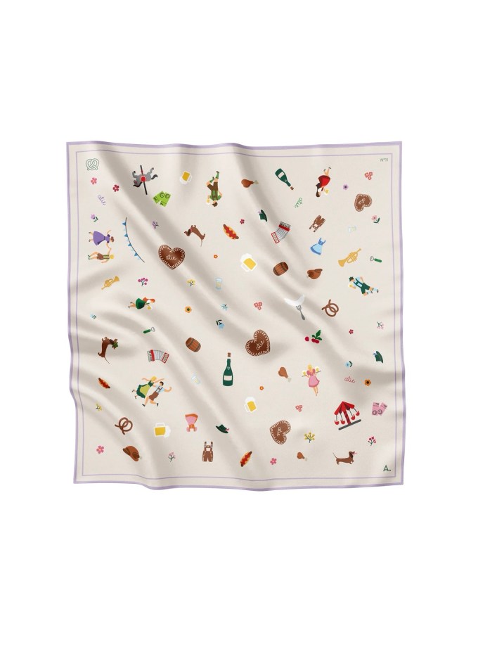 Silk Scarf Astro Tracht White Lilac