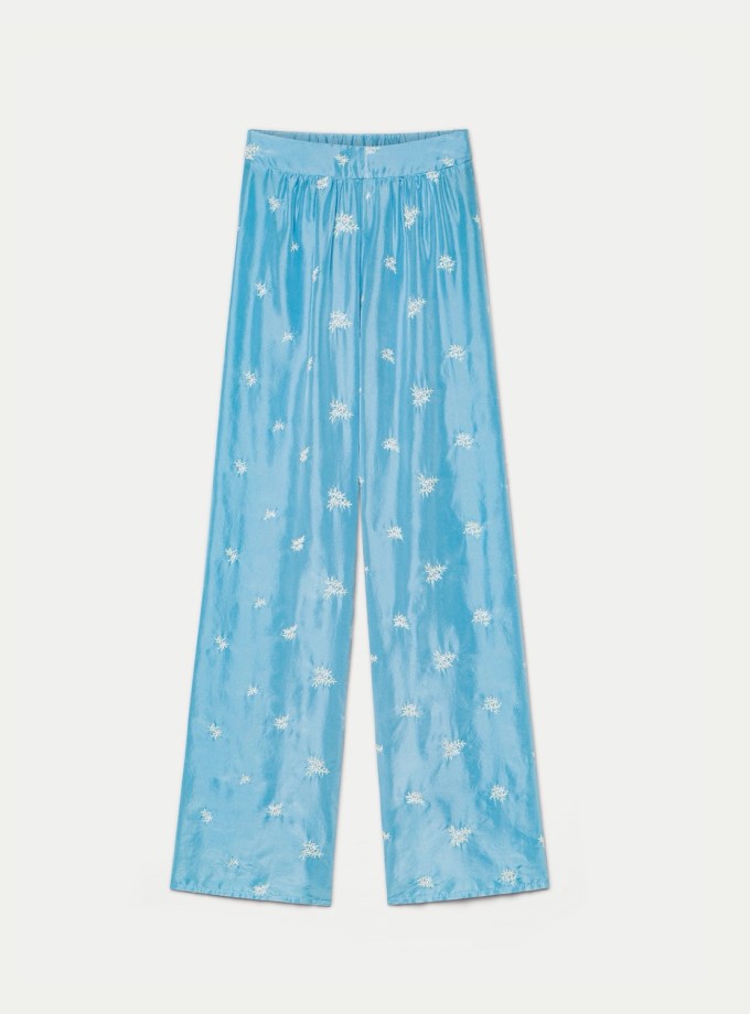 Silk Flared Trousers “Petites Fleurs”