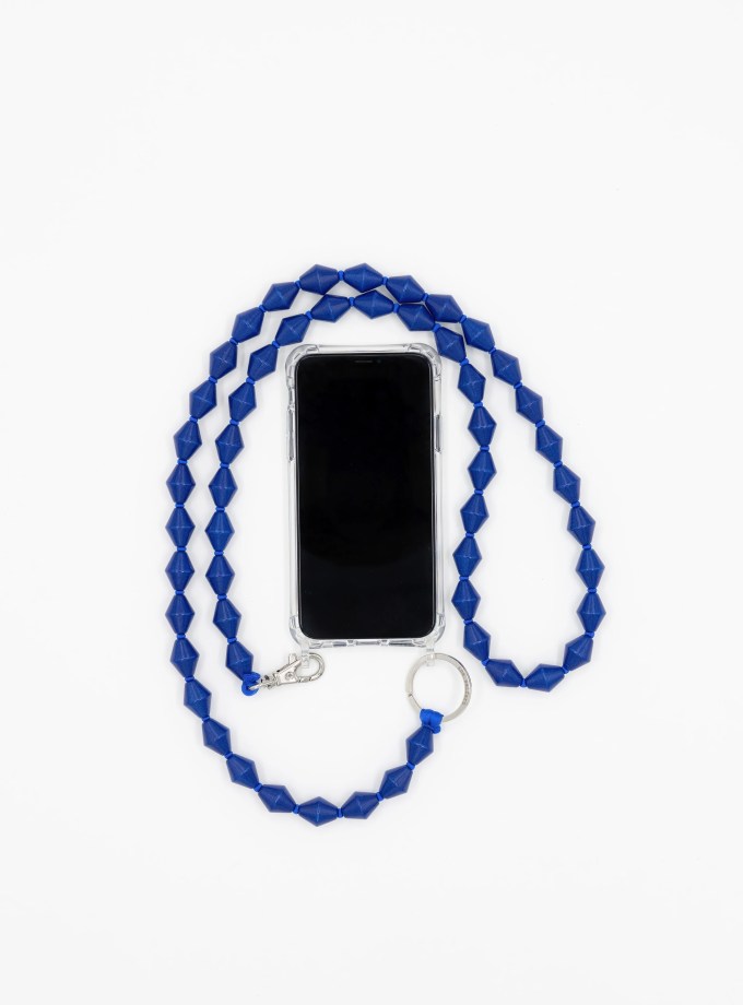 Phone Necklace Zickzack Blue Long