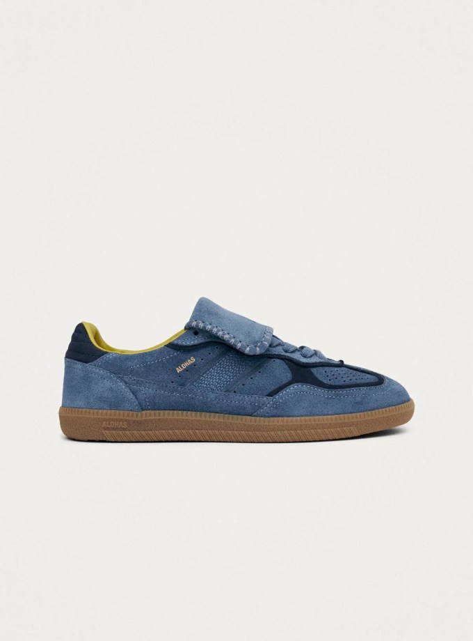 Rife Taupe Leather Sneakers Blue