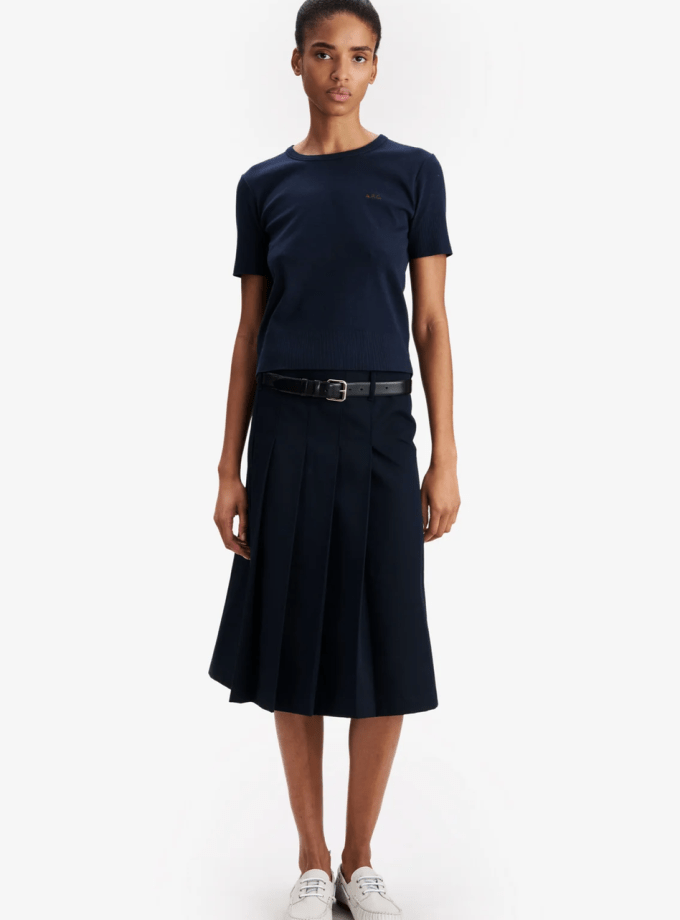Pleated Navy Blue Skirt