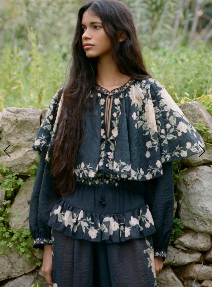 Christina Print Cape Blouse