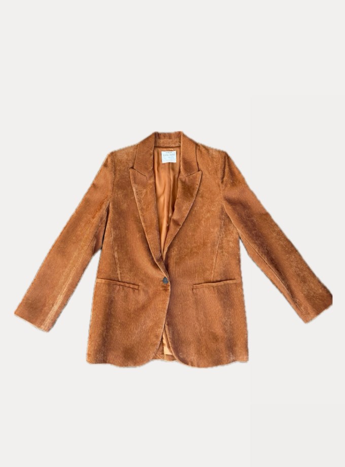 Fluid Ribbed Velvet Blazer Curcuma