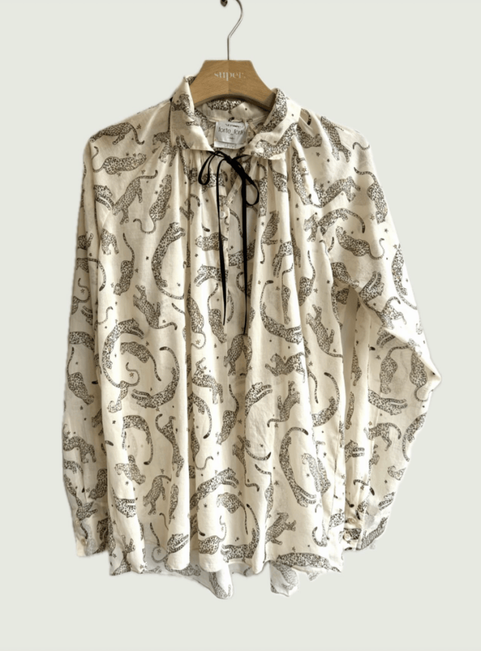 Voile Bohemian Shirt Royal Leopard