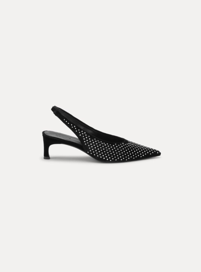 Slingback Rhinestone Velvet Pump