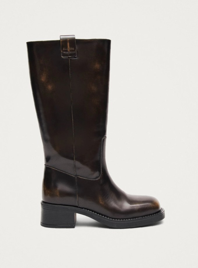 Sajan Vintage Effect Brown Leather Boots
