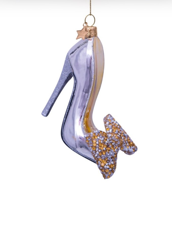 Silver High Heel Bow Ornament